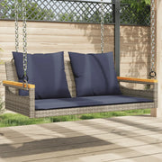 Panchina Dondolo con Cuscini Grigia 109x62x40 cm in Polyrattan 368150