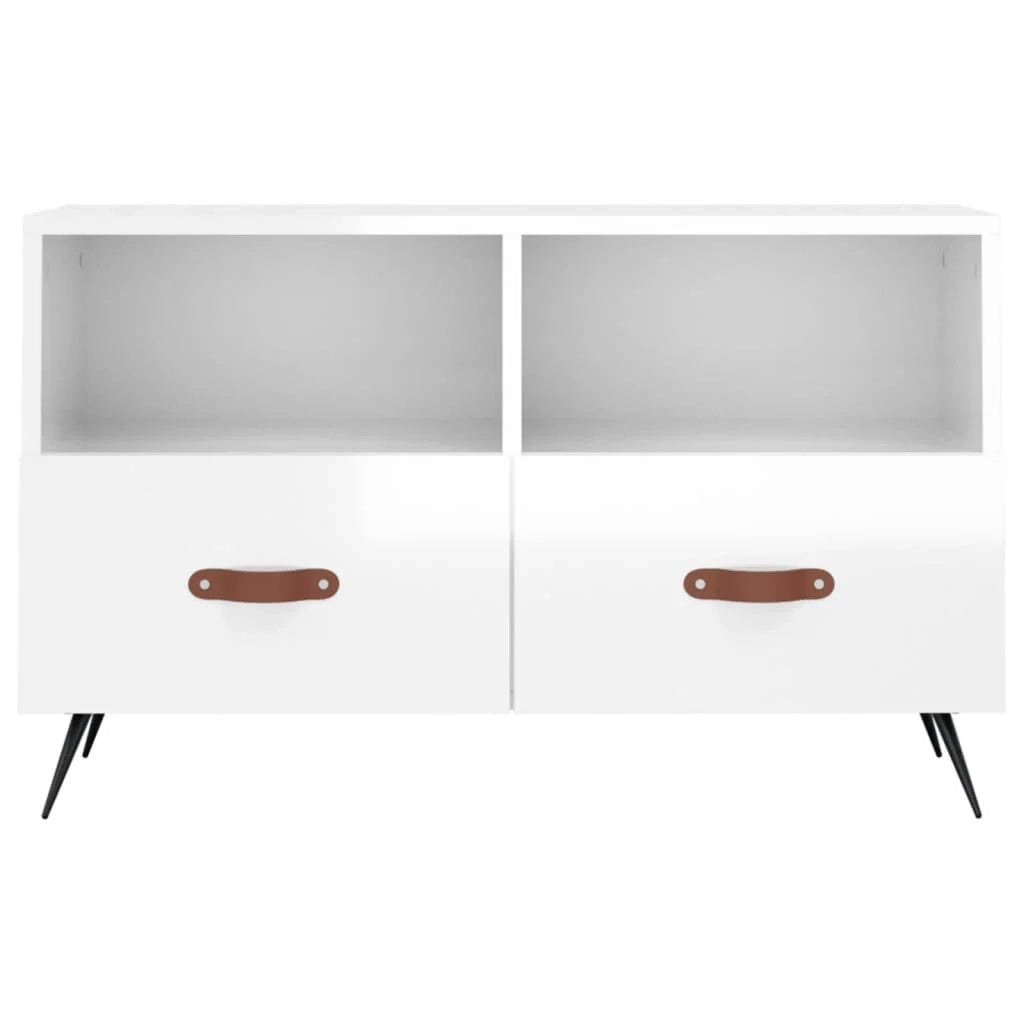 Mobile TV multimediale mensola TV mobile TV sala da pranzo soggiorno camera da letto finitura lucida 80 x 36 x 50 cm legno ingegnerizzato bianco 02_0027083