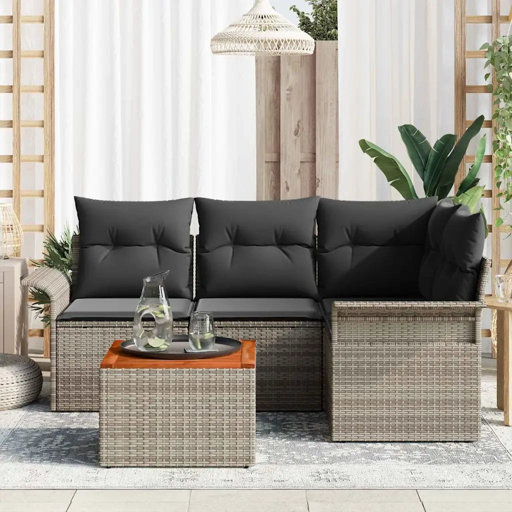 Set Divano da Giardino con cuscino 5 pcs Grigio polyrattan 3347321