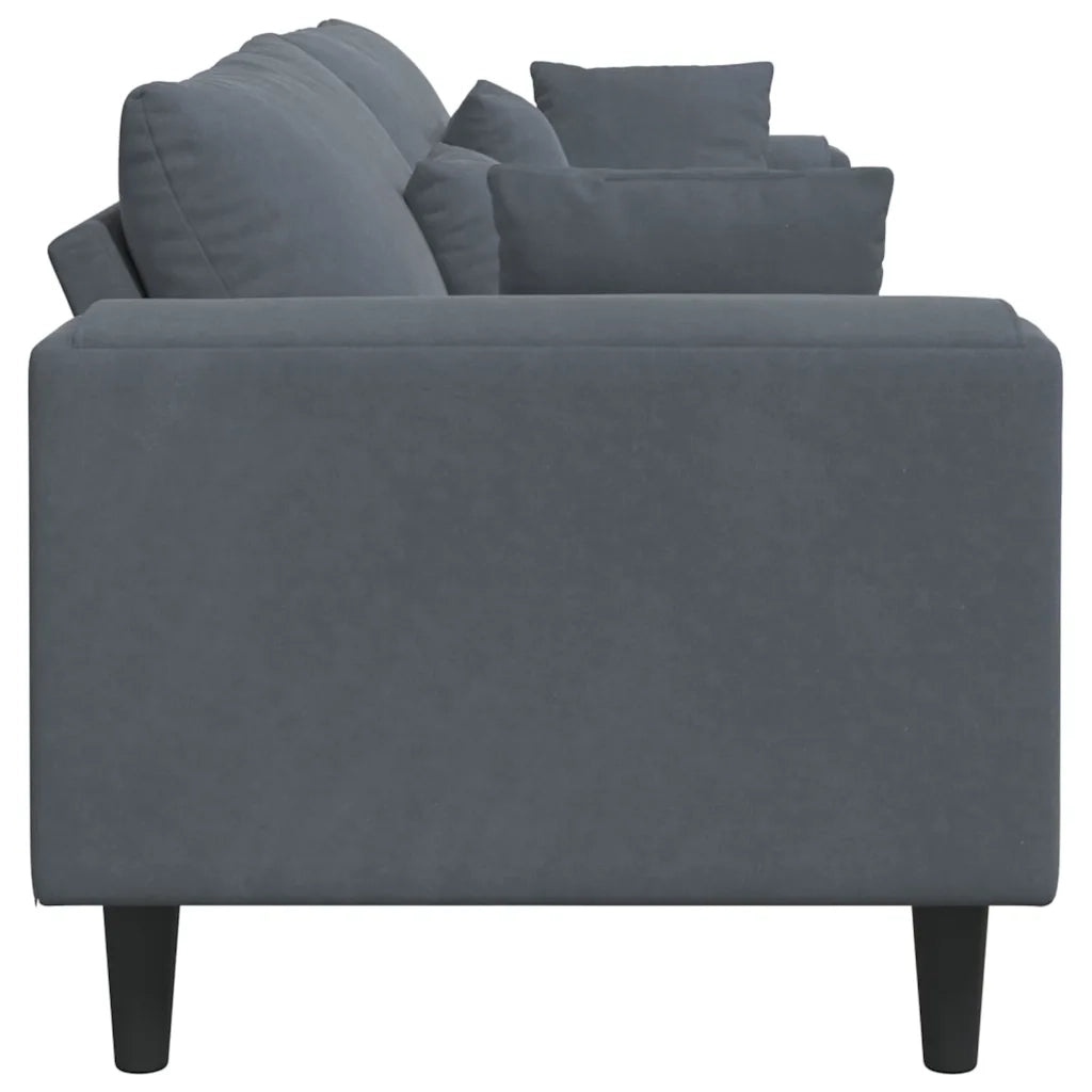 vidaXL Divano in Velluto con cuscino Grigio scuro 208 cm Velluto