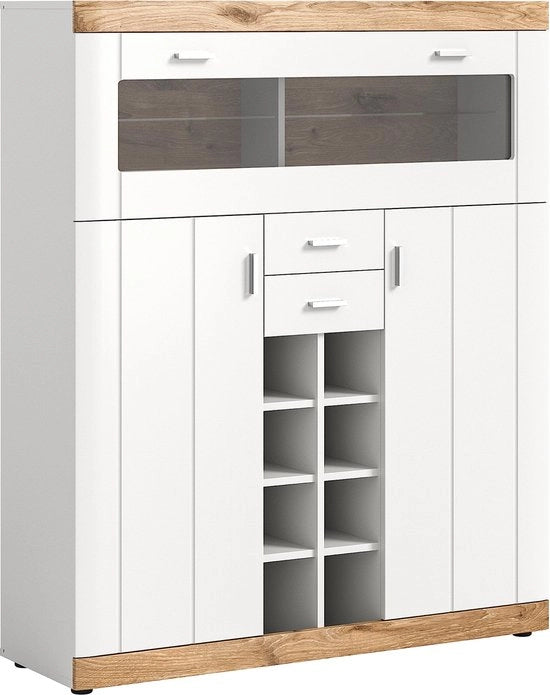 Cassettiere per Bevande - Cassetto in Legno - Baropslag - Matrice Bianca - Spazio Ampio - 110cm x 40cm x 120cm