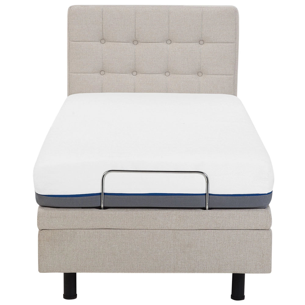 Letto Tessuto Beige Chiaro Elettrico Regolabile con Telecomando 80 x 200 cm