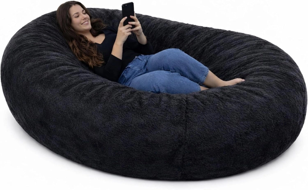 Pouf Poltrona - 160 x 90 x 60 cm - Morbido e Comodo - Housse Rimovibile e Lavabile - Pouf Letto, Pouf Sacco, Poltrona Sacco, Bean Bag - Qualità Premium, Eco-Responsabile (Grigio Scuro)