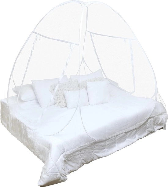 Klamboa pop-up per letto - 80 x 71 x 63 pollici - pieghevole con fondo in rete - bianco