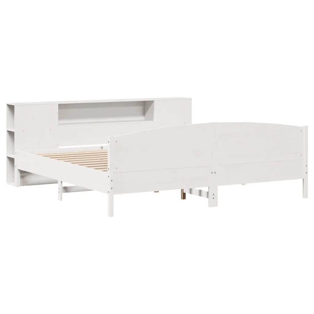 Letto Libreria senza Materasso Bianco 200x200 cm Legno di Pino