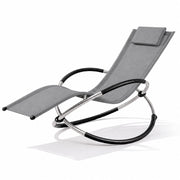 Dondolo Reclinabile Da Giardino Con Poggiatesta Removibile In Textilene Traspirante Telaio Metallo Relax Outdoor 73 x 150 x 93 Cm Grigio