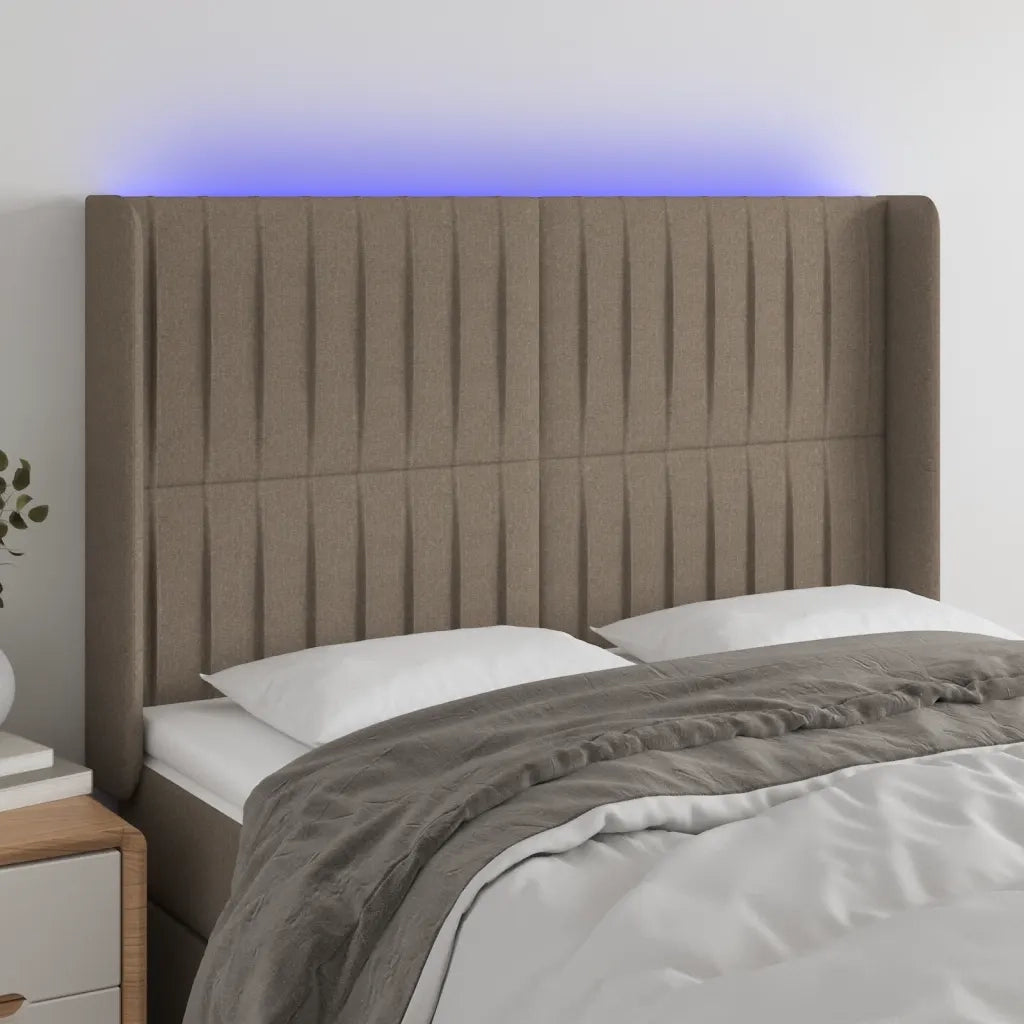 Testiera a LED-Testata con LED Tortora 147x16x118/128 cm in Tessuto 714970