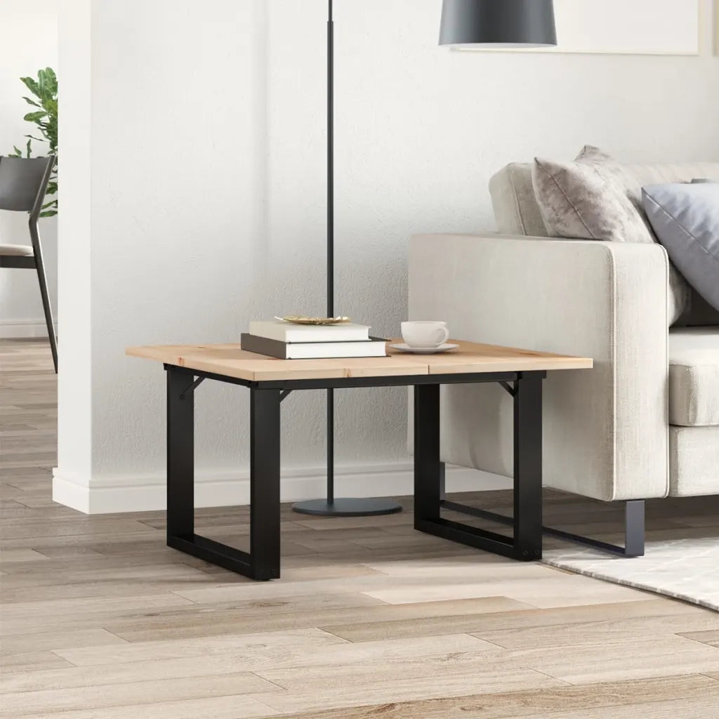 Tavolino da salotto | Tavolino da caff¨¨ | Tavolino da Soggiorno Telaio a O 60x60x40cm Legno Pino e Acciaio