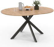Tavolo da pranzo allungabile ALIX, rotondo, 4-8 persone, nero e gambe a zampa di spagnola in legno 110-150 cm