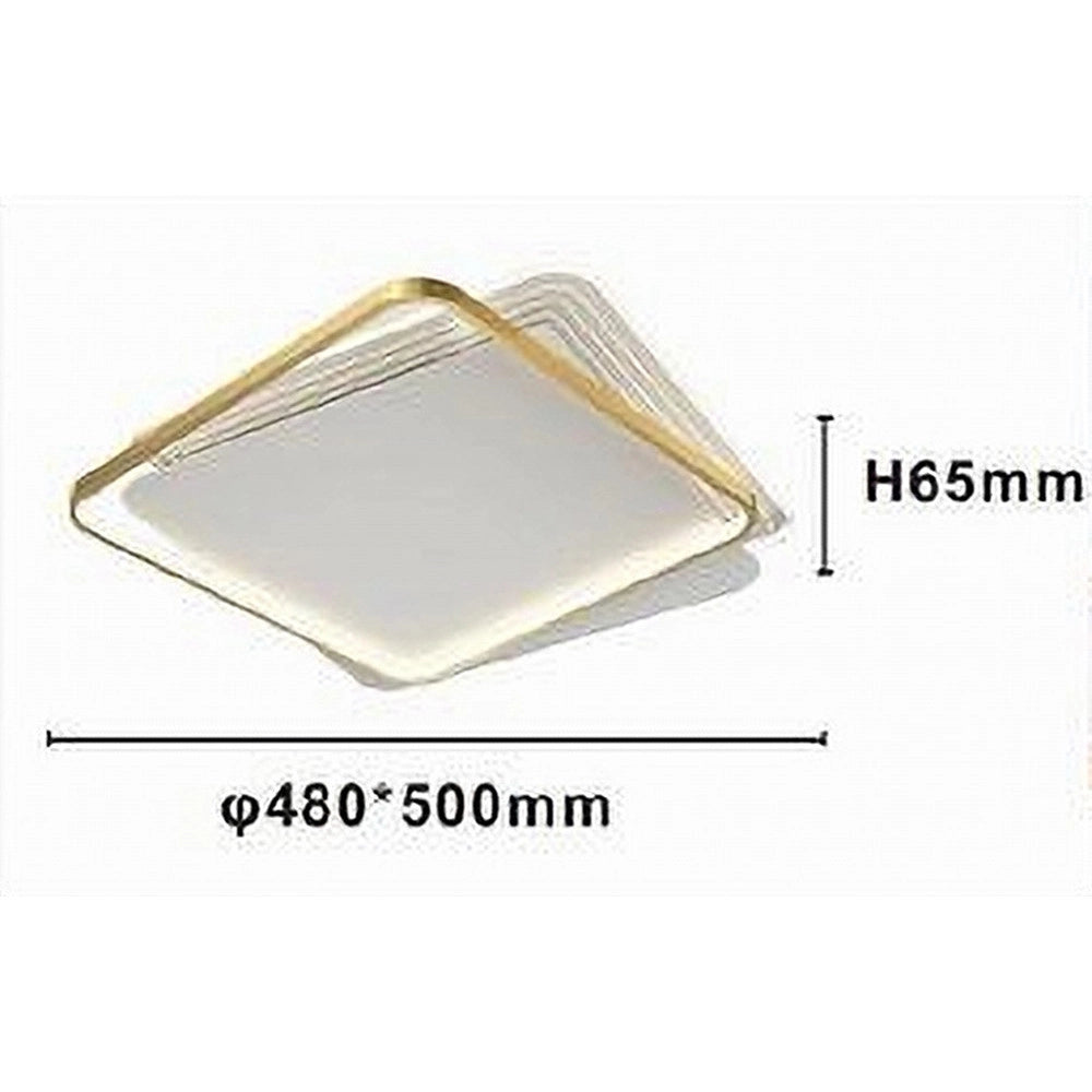 Trade Shop - Plafoniera Led 35w Quadrata Oro Lampadario Da Soffitto Moderno Luce Fredda 70746 -