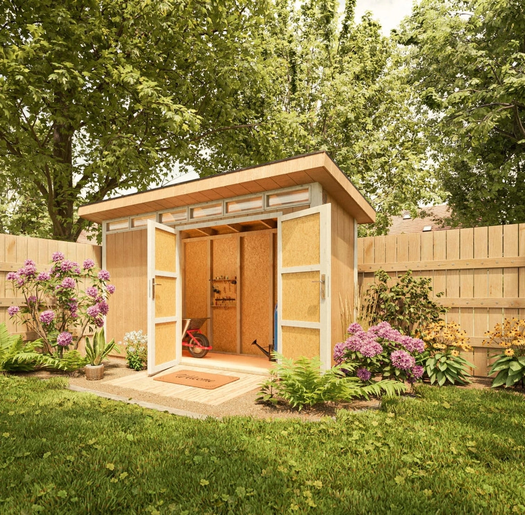 Casetta da Giardino di QUALIT? PREMIUM 4,3m?²-L161xW411cm - TIMBELA M902A-REDWOOD RED