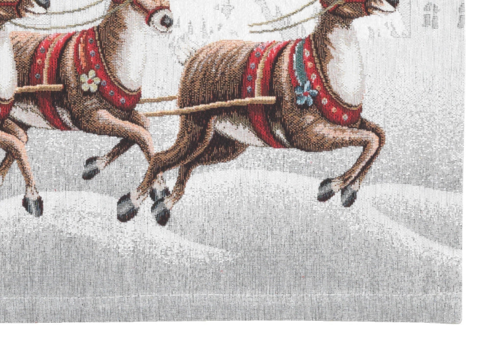 Tovaglia Centrotavola Centrino Tavolo Fantasie Natalizie Cinigliato Piazzato Made Italy - 90x90 - Carrozza