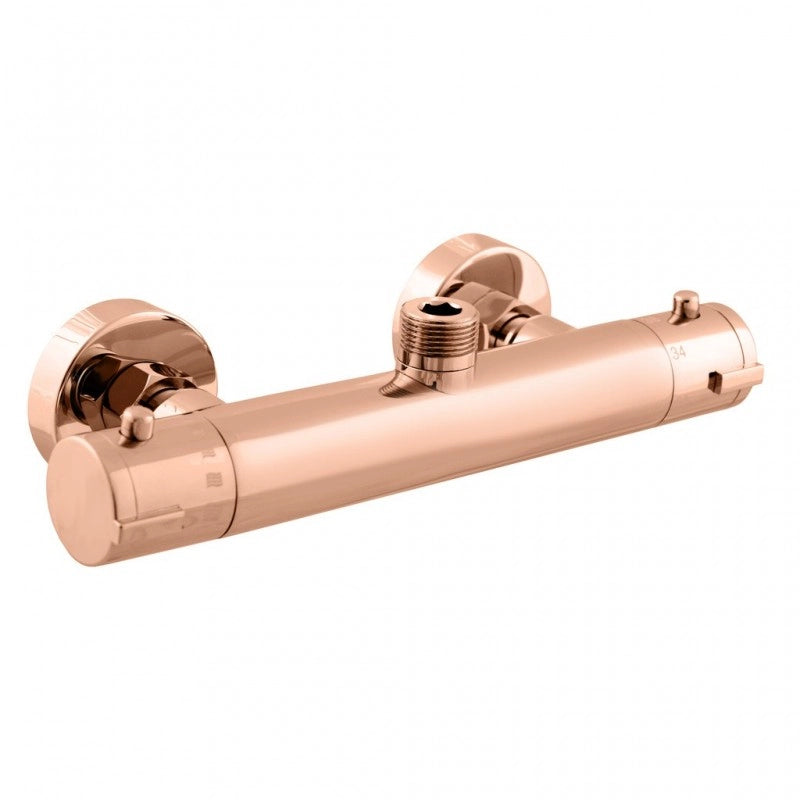 Colonna doccia a parete termostatica ottone oro rosa lucido H. 109 cm