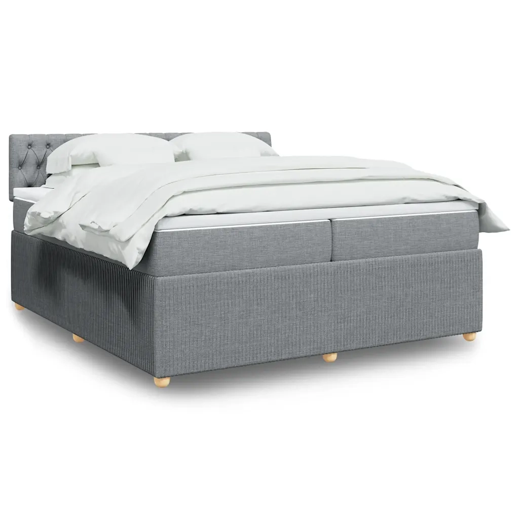 Giroletto a Molle con Materasso Grigio Chiaro 200x200cm Tessuto