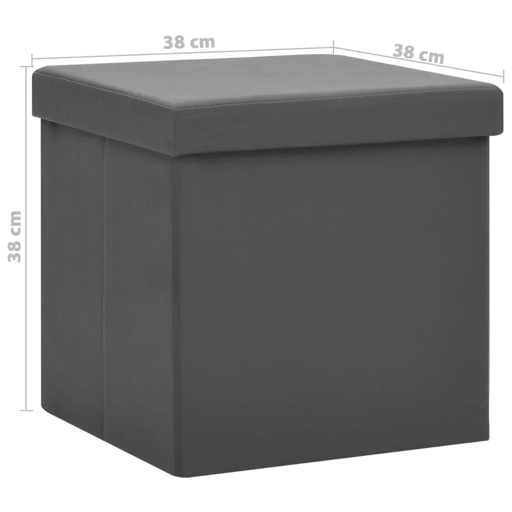 Sgabello con Contenitore Pieghevole Grigio in PVC 338782