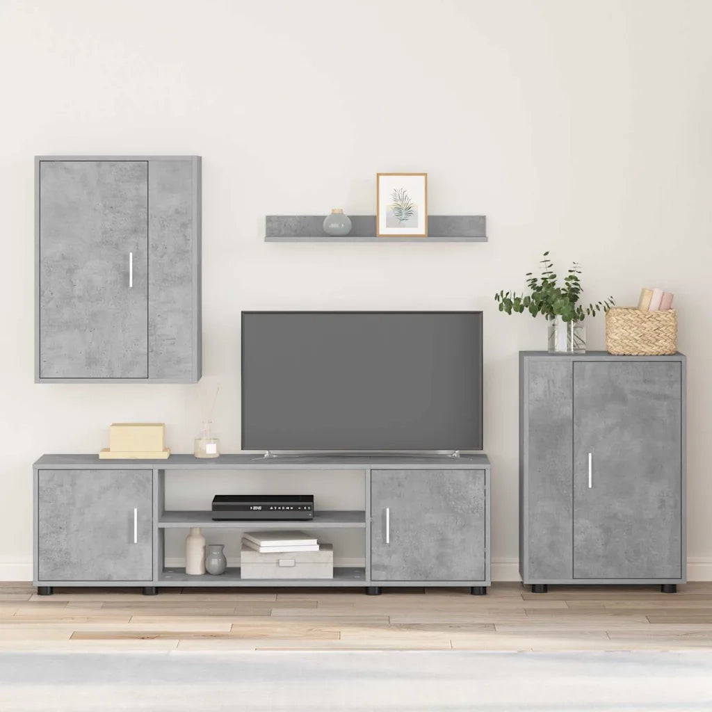 vidaXL Set di mobile TV da 4 pezzi 4 pcs Grigio cemento