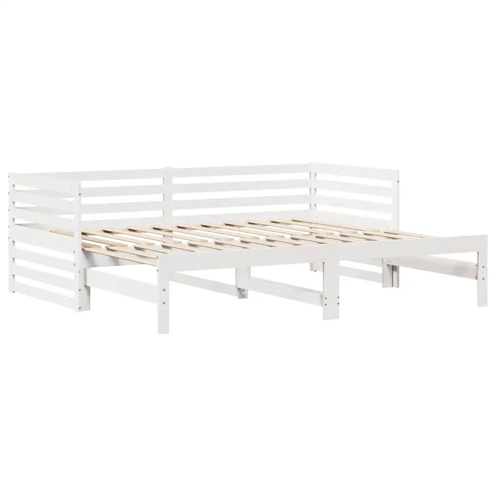 Letto singolo | Letto per adulti | Dormeuse con Cassetti Bianco 90x200 cm Legno Massello di Pino