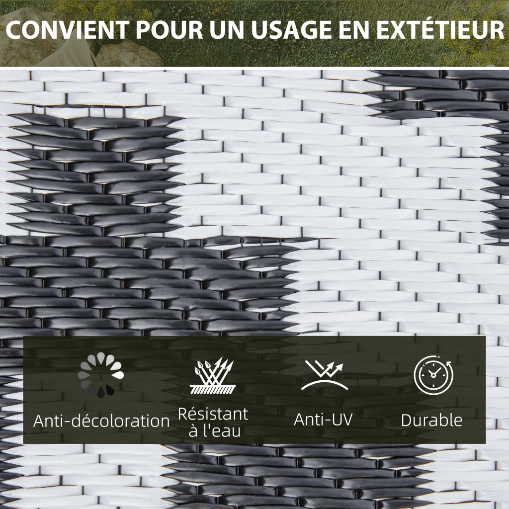 Tappeto Esterno Reversibile ¨C Zephmum ¨C 2 Motivi 2.74x1.82 m Nero Bianco
