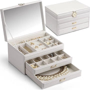 Scatola di Viaggio per Donne / Scatola per Orecchini e Anelli - Organizzatore di Accessori Portatile con Cassetti per Collane, Orecchini e Anelli
