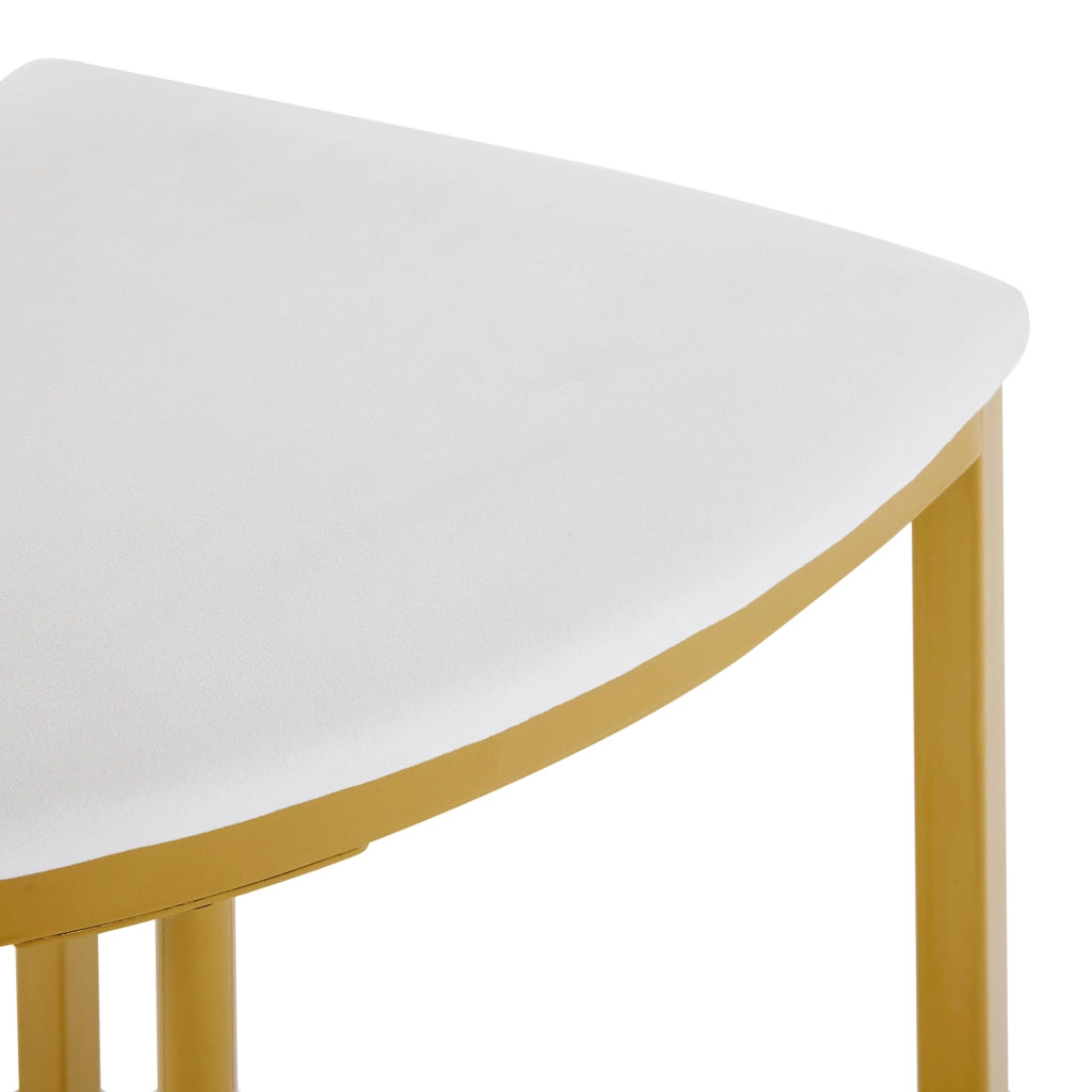 Tavolo da pranzo rotondo per 4 persone con 4 sedie, piano in MDF, struttura in metallo, bianco e oro, 80 cm