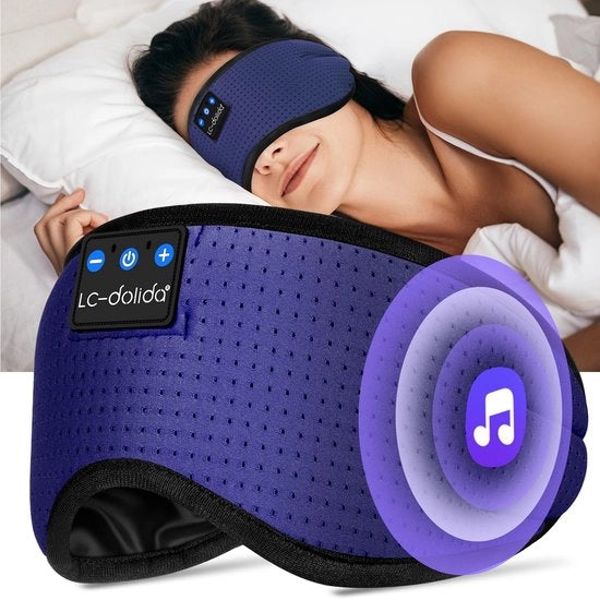 Slaapmasker con cuffia Bluetooth, 3D cuffia Bluetooth per il sonno, 3D occhialino per il sonno, cuffia per sonno laterale, meditazione, regalo (matte blu)