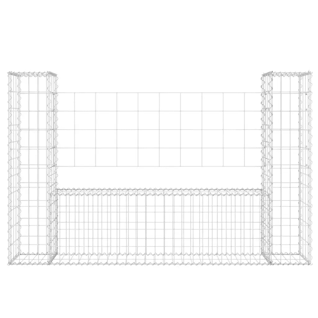 Cesto Gabbione a U con 2 Pali in Ferro 140x20x100 cm 151275
