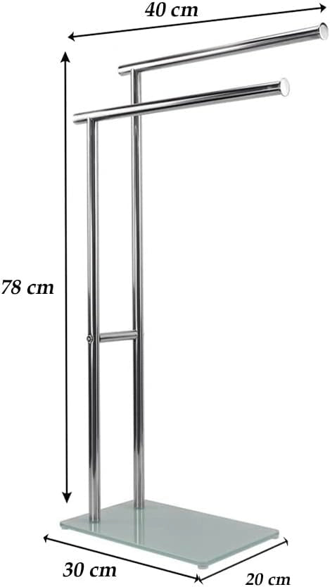 Piantana portasciugamani 2 bracci in acciaio cromato con base in vetro Art.59967