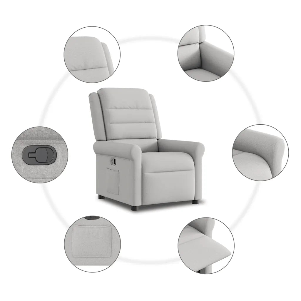 Divano Sedia-Poltrona Reclinabile in Tessuto Grigio Nuvola 797816