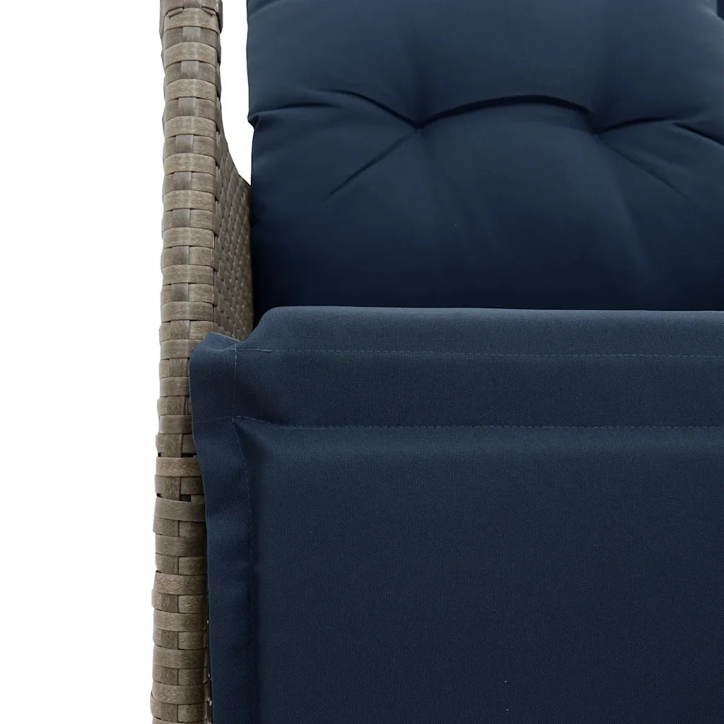 Set da Bistrot 3 pz con Cuscini Grigio in Polyrattan