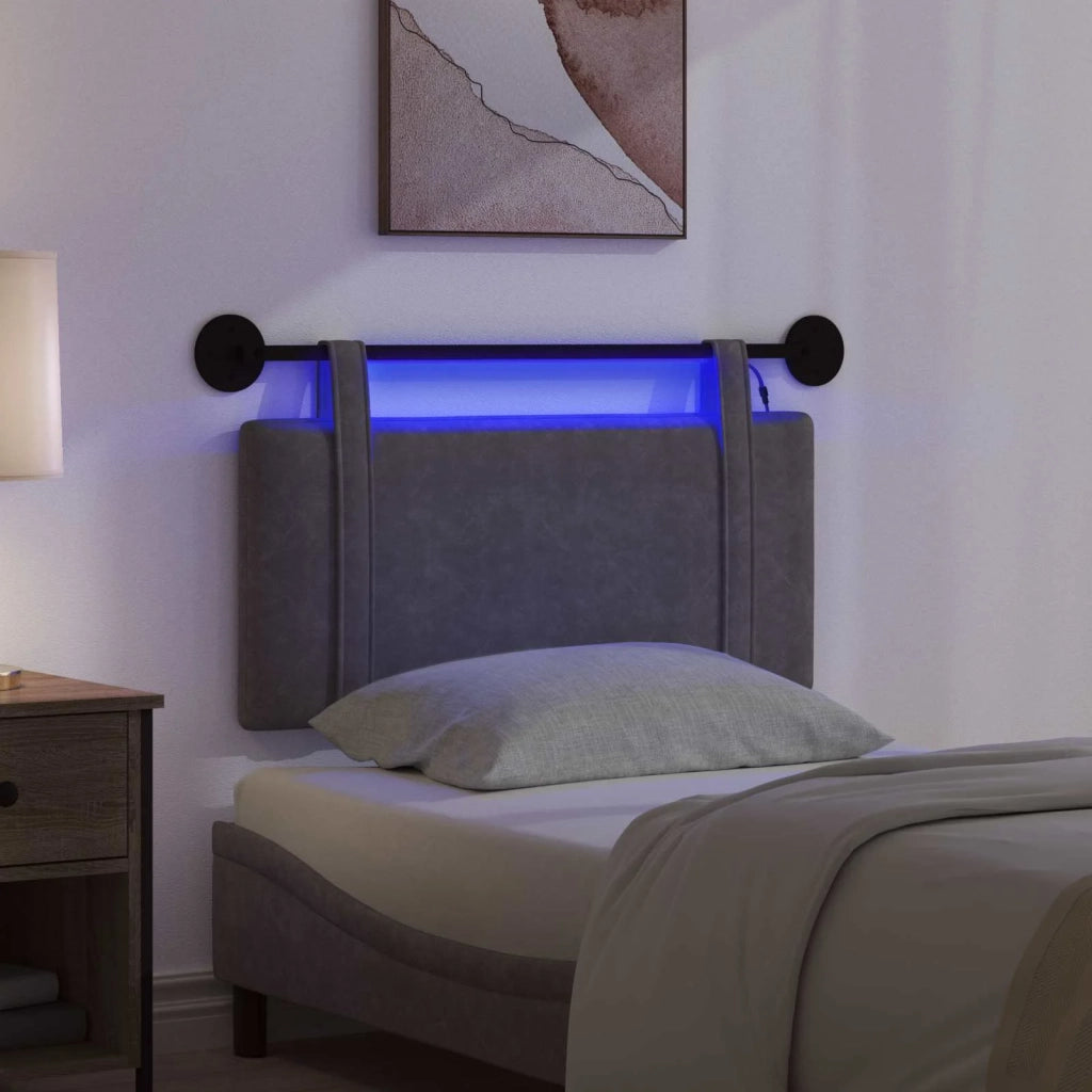 Testiera | Testata sospesa Con luce LED Nero PU Antico