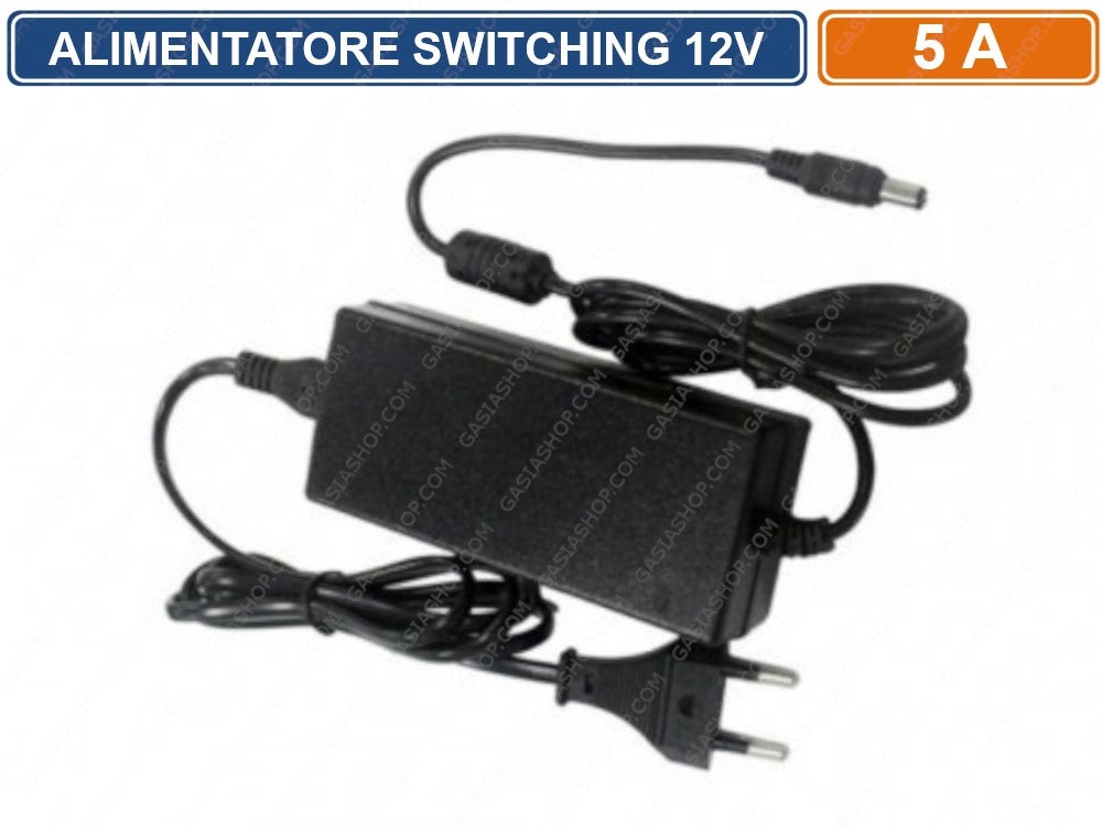 ALIMENTATORE SWITCHING 12V 5A 60W PER ILLUMINAZIONE E CCTV TELECAMERA CIRCUITO CHIUSO