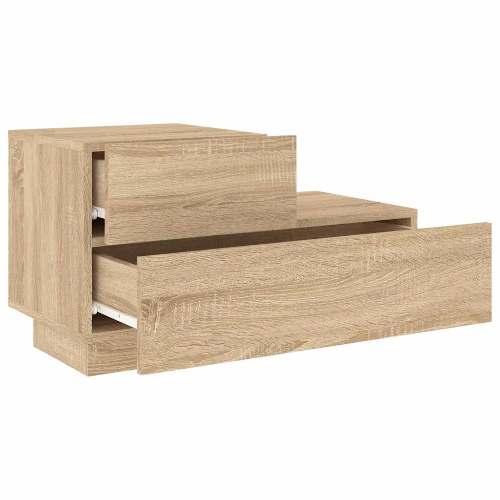 Comodino con Luci LED-Tavolino da notte Rovere Sonoma 70x36x40,5 cm