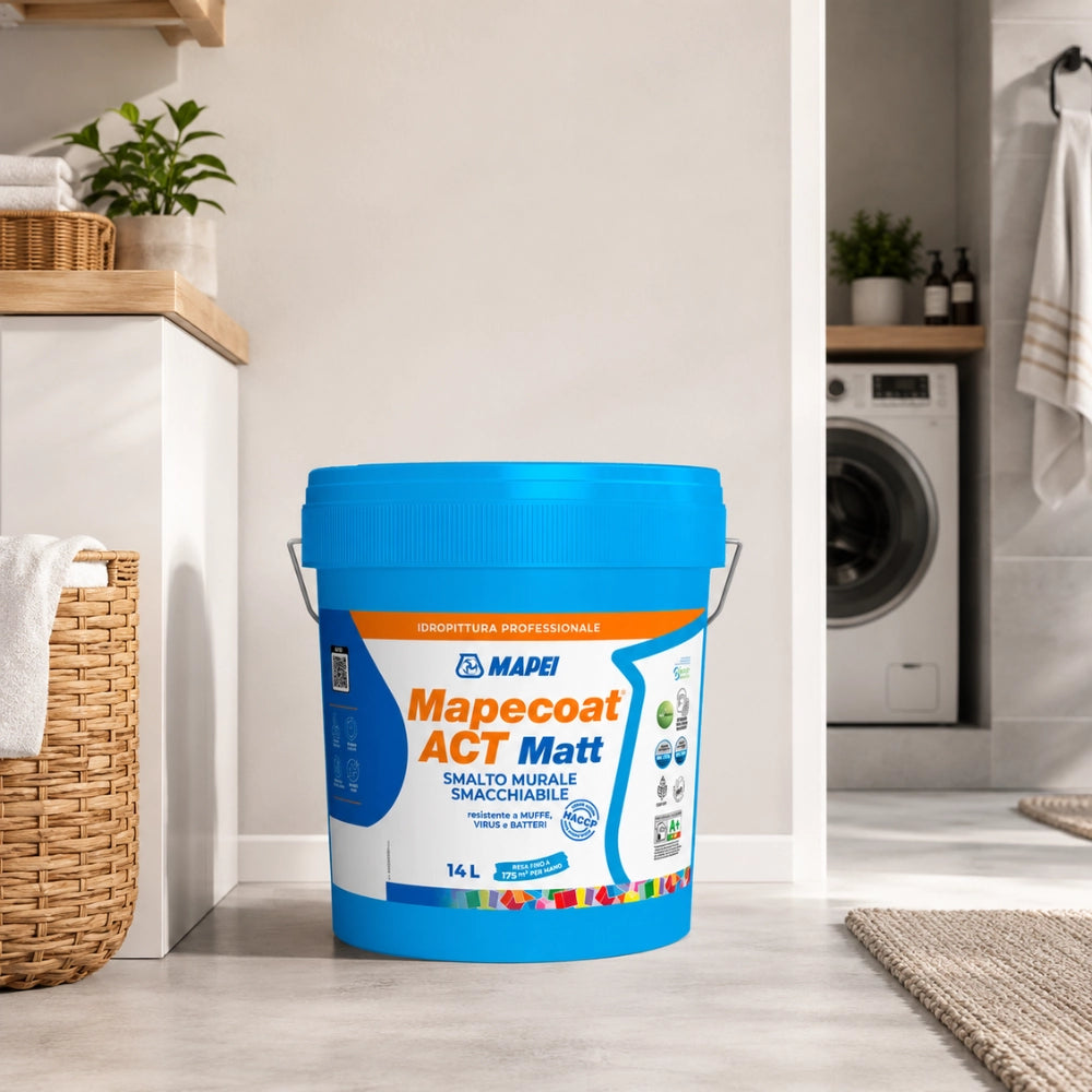 Mapei mapecoat act matt 14 l smalto murale interni smacchiabile anti muffa