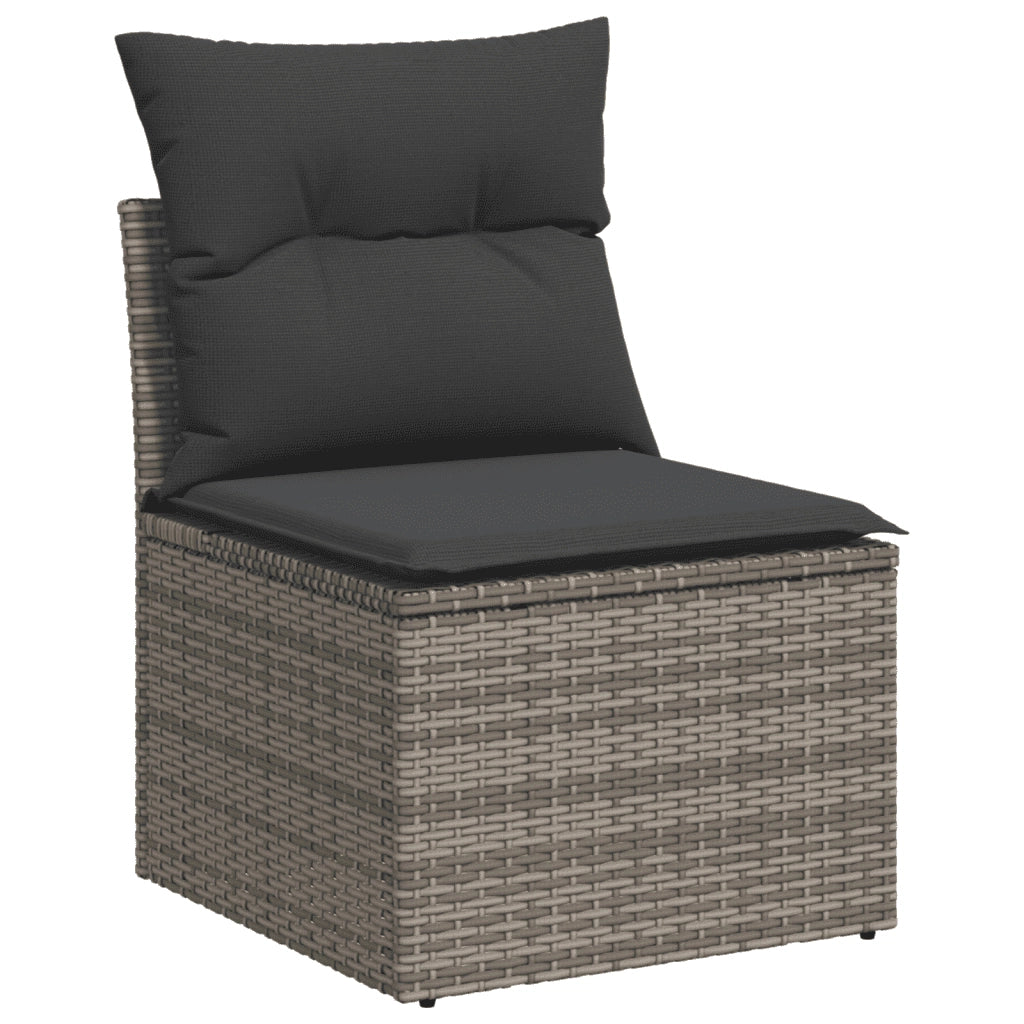 Set Divani da Giardino 11 pz con Cuscini in Polyrattan Grigio 3257971