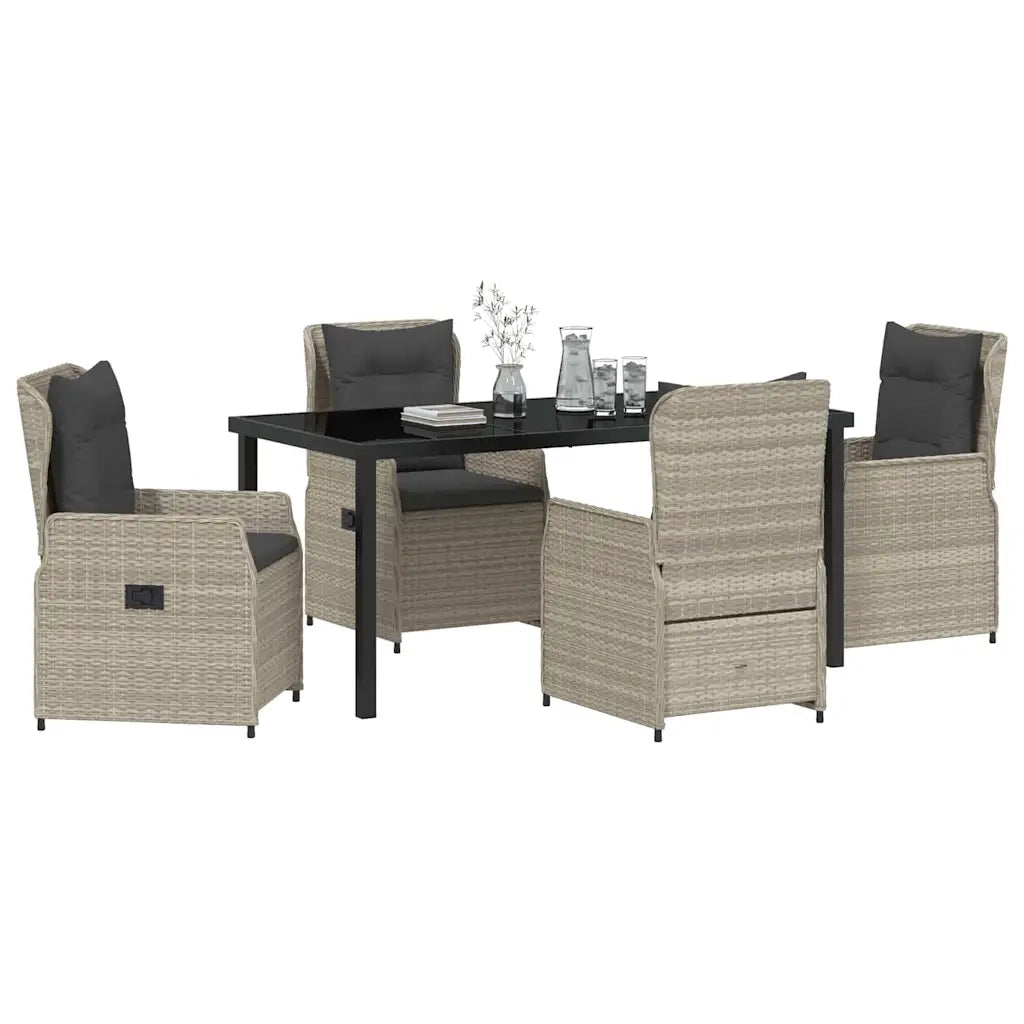 Set da Pranzo per Giardino 5 pcs Grigio chiaro polyrattan 3380977
