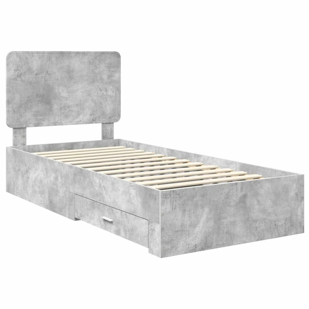 Struttura del letto con testiera Grigio cemento 90 x 190 cm