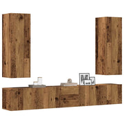 Set Mobile TV 5 pz-Credenza per TV Montato a Parete Legno Antico in Truciolato 569086