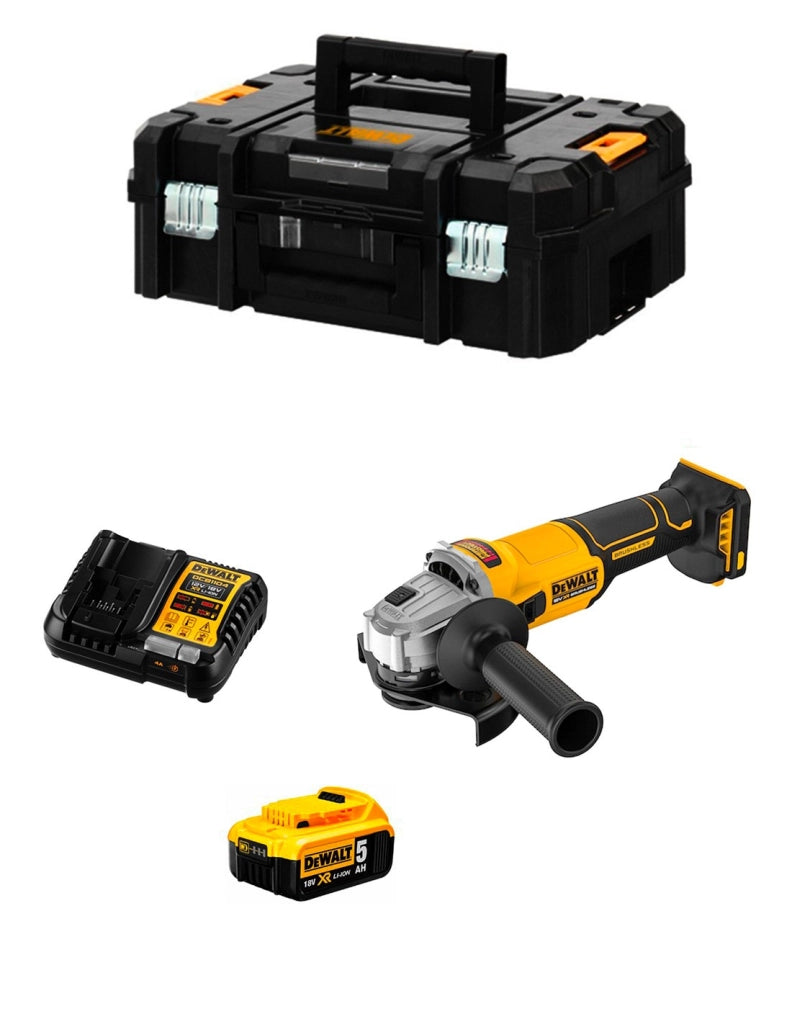 Mini-Smerigliatrice DeWALT DCG407P1T (1 x 5,0 Ah + DCB1104 + TSTAK II)
