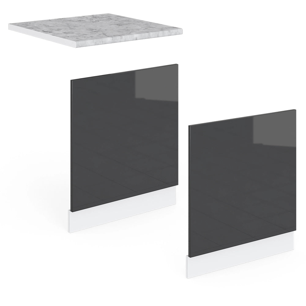 Pannello frontale R-Line Antracite lucido/Bianco 60 cm, PL Rovere Vicco