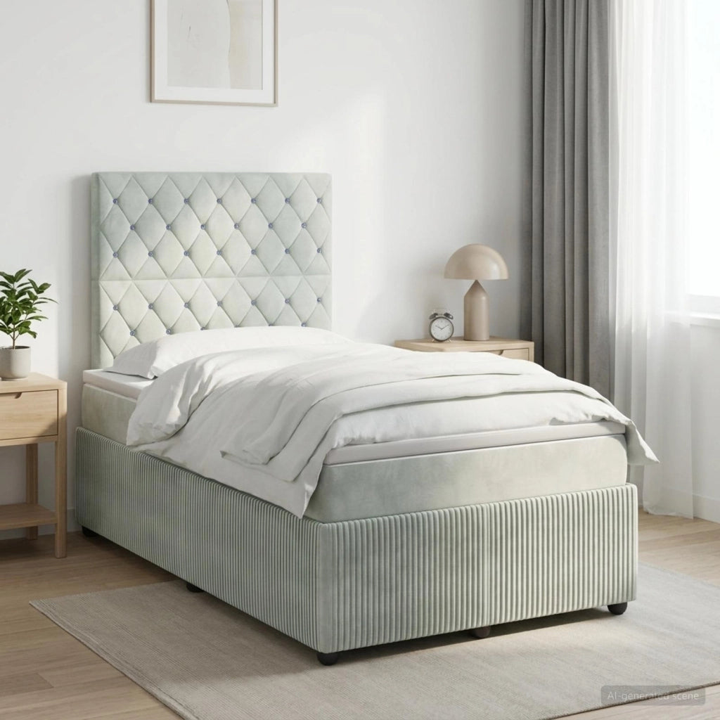 Letto box spring con materasso Grigio Chiaro 120 x 200 cm 3454577