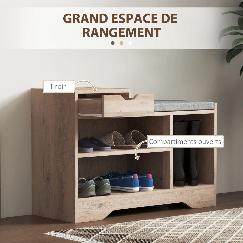 Scarpiera con cassetto e 3 scomparti ¨C zephmum ¨C 76.5x30x52 cm grigio
