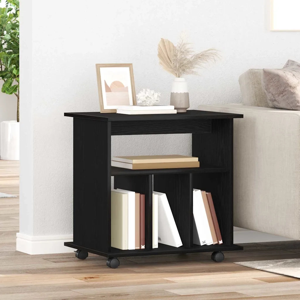 Mobile con Ruote Rovere Nero 60 x 45 x 55 cm Legno multistrato 862674