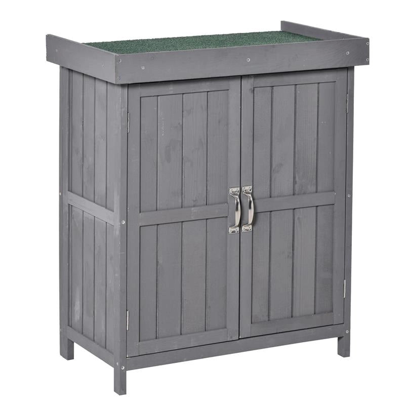 ARMADIO DA GIARDINO A 2 RIPIANI IN LEGNO DI ABETE CON TETTO APRIBILE, 74X43X88 CM, GRIGIO SCURO