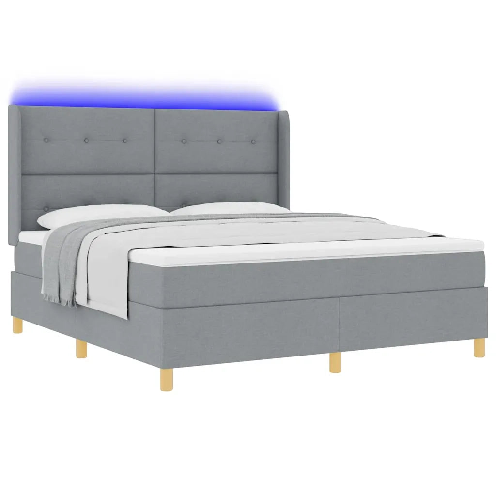 Letto a molle con materasso Grigio chiaro 140 x 200 cm Tessuto