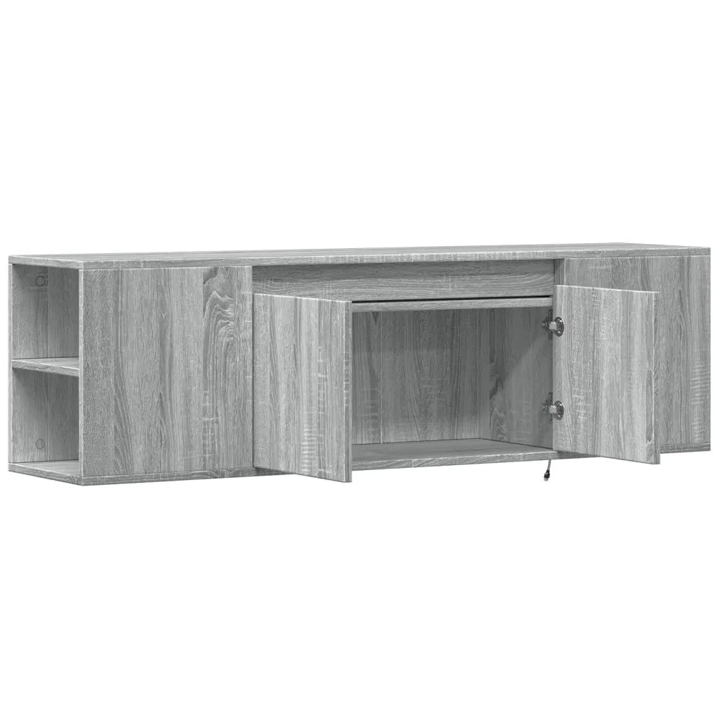 Mobile TV a Parete con Luci LED Grigio Sonoma 135x31x39,5 cm 852388