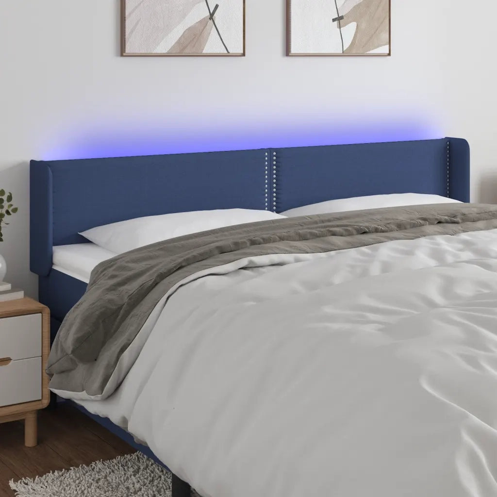 Testiera | Testata a LED Blu 203x16x78/88 cm in Tessuto