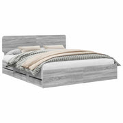 Letto matrimoniale | Letto per adulti | Struttura del letto con cassetto Sonoma grigia 180 x 200 cm