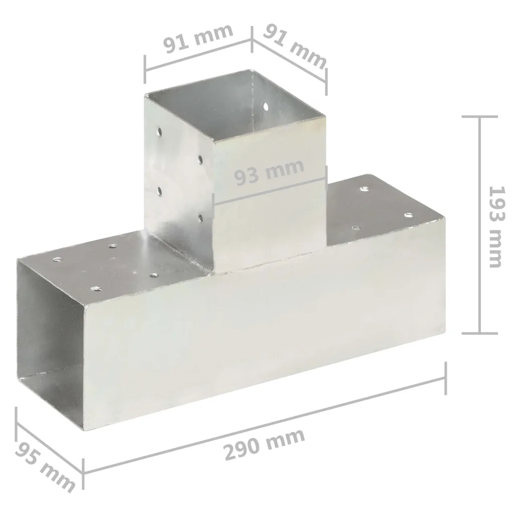 Connettori per Pali a Forma di T 4 pz Metallo Zincato 91x91 mm 145472