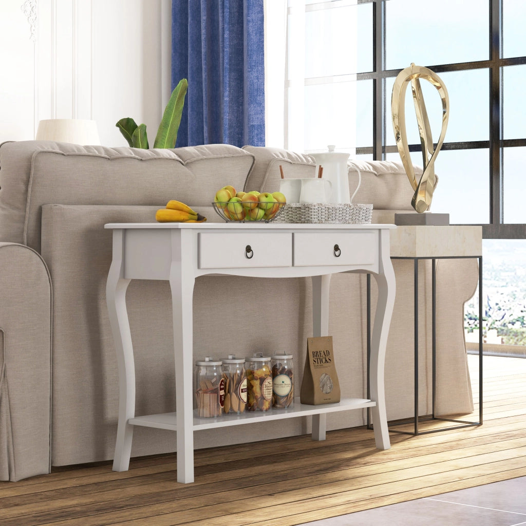 Consolle da Ingresso con Cassetti ¨C zephmum ¨C Bianco Legno 100x33x75cm