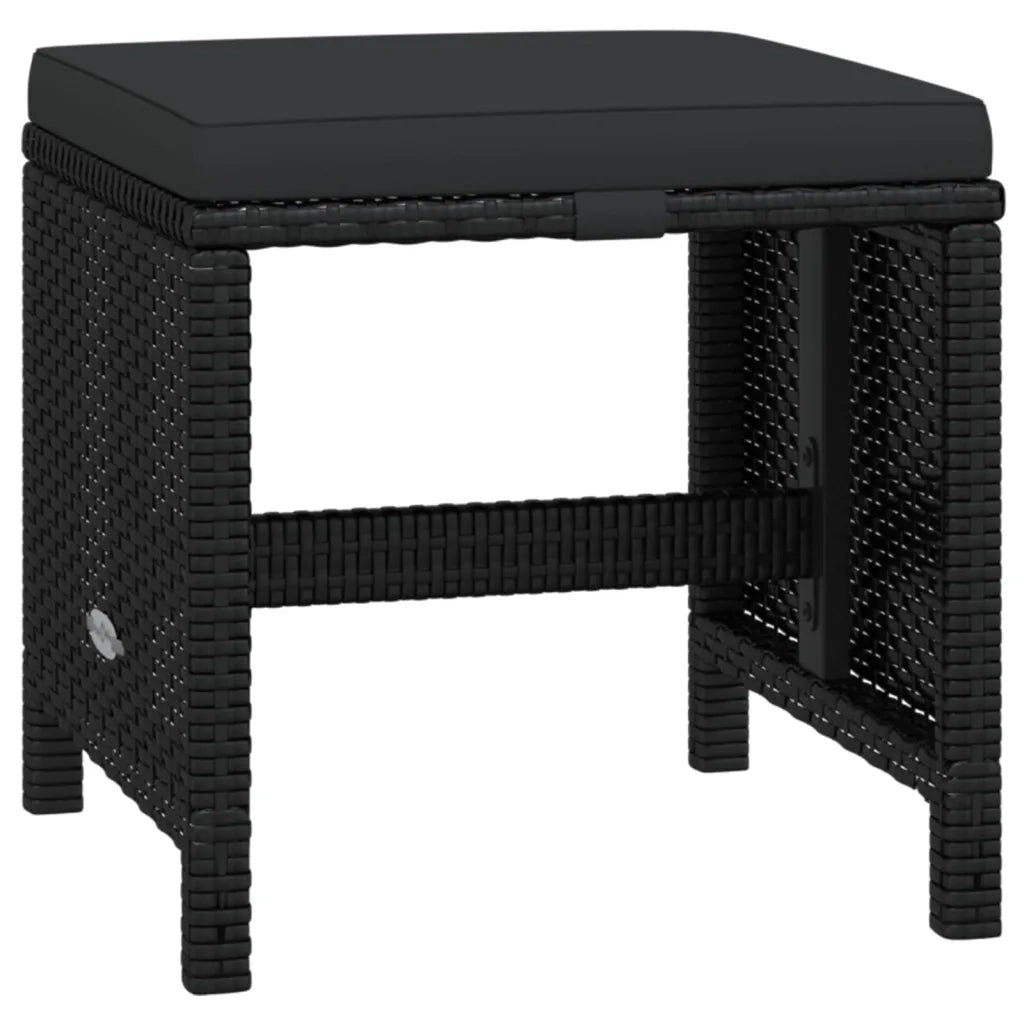 Set da Pranzo da Giardino 21pz con Cuscini in Polyrattan Nero cod mxl 50598